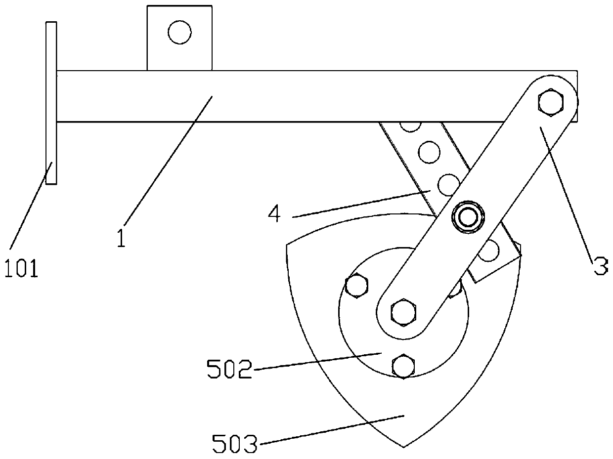 Weed pressing and cutting device for paddy field