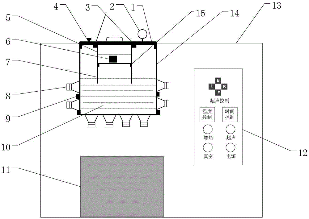 High-sound-energy-density single-slot vacuum frequency-mixing immersion type ultrasonic surface treatment device