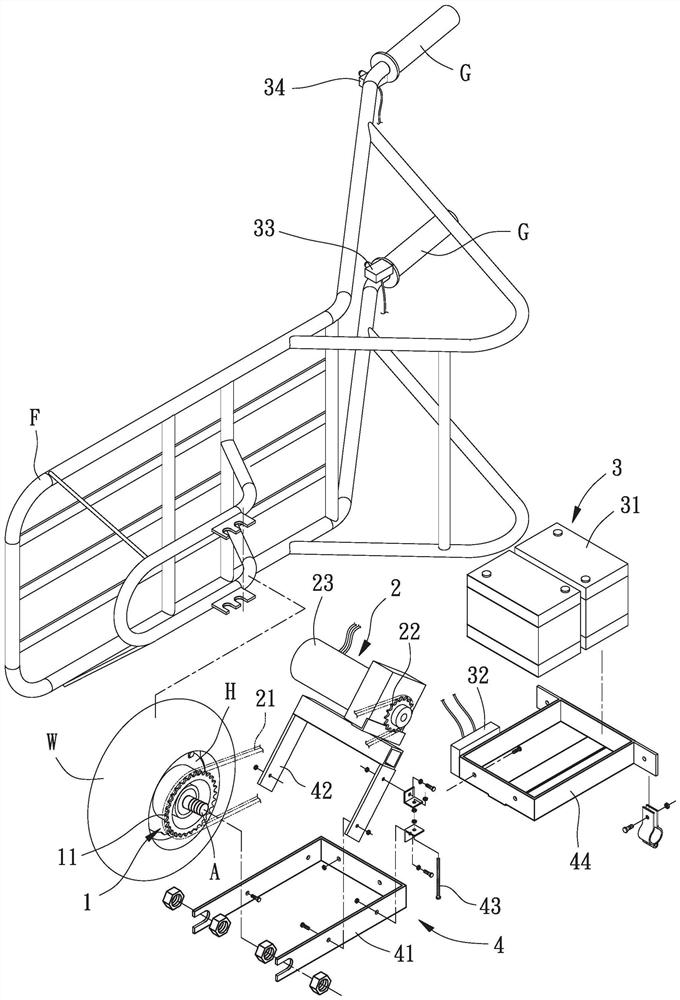 Auxiliary power device and wheelbarrow including the same