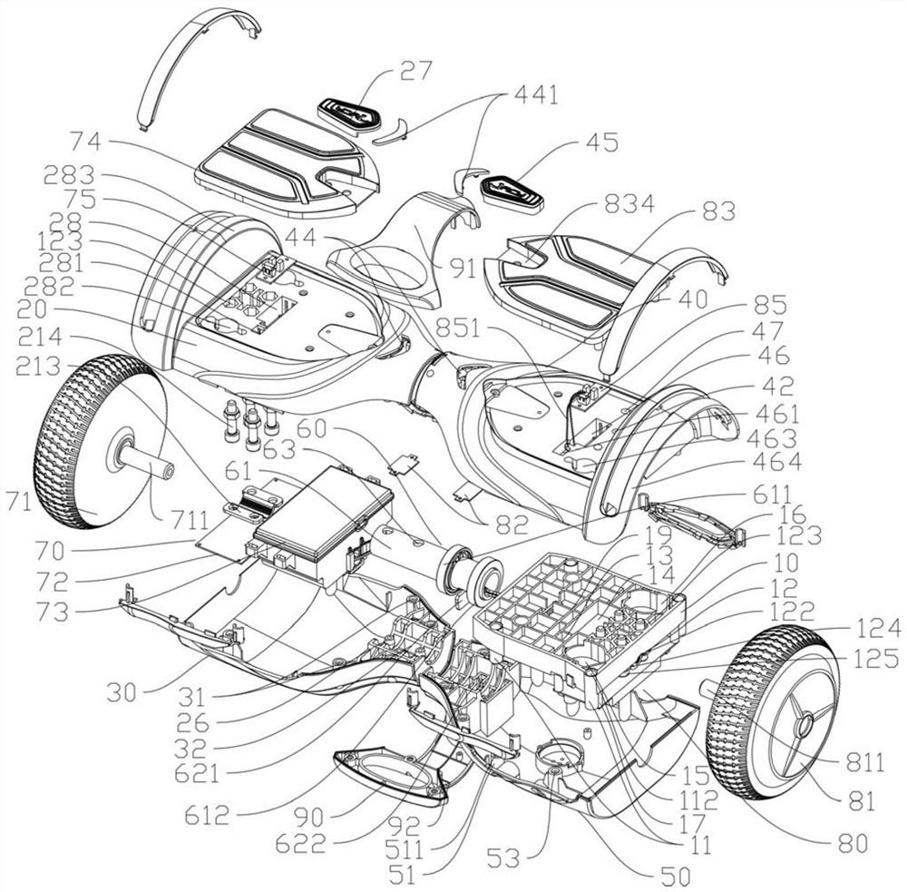 Balance car with middle shell