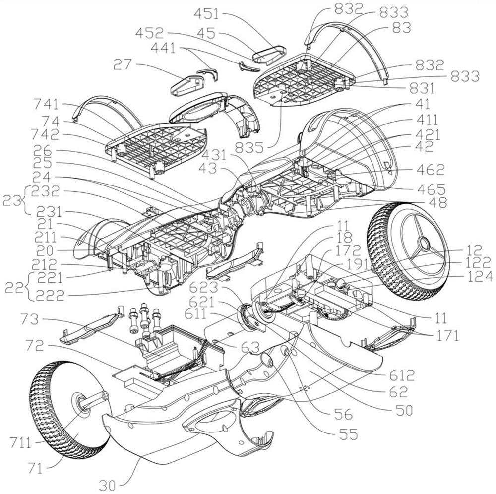 Balance car with middle shell