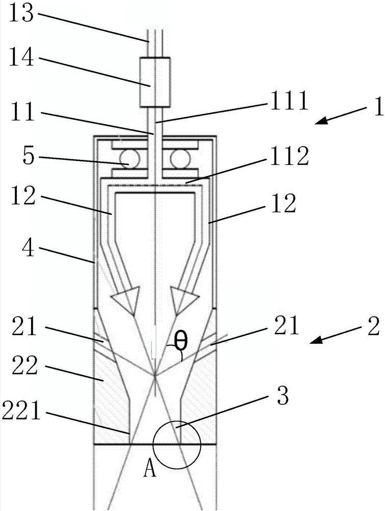 Abrasive material water jet flow spray head