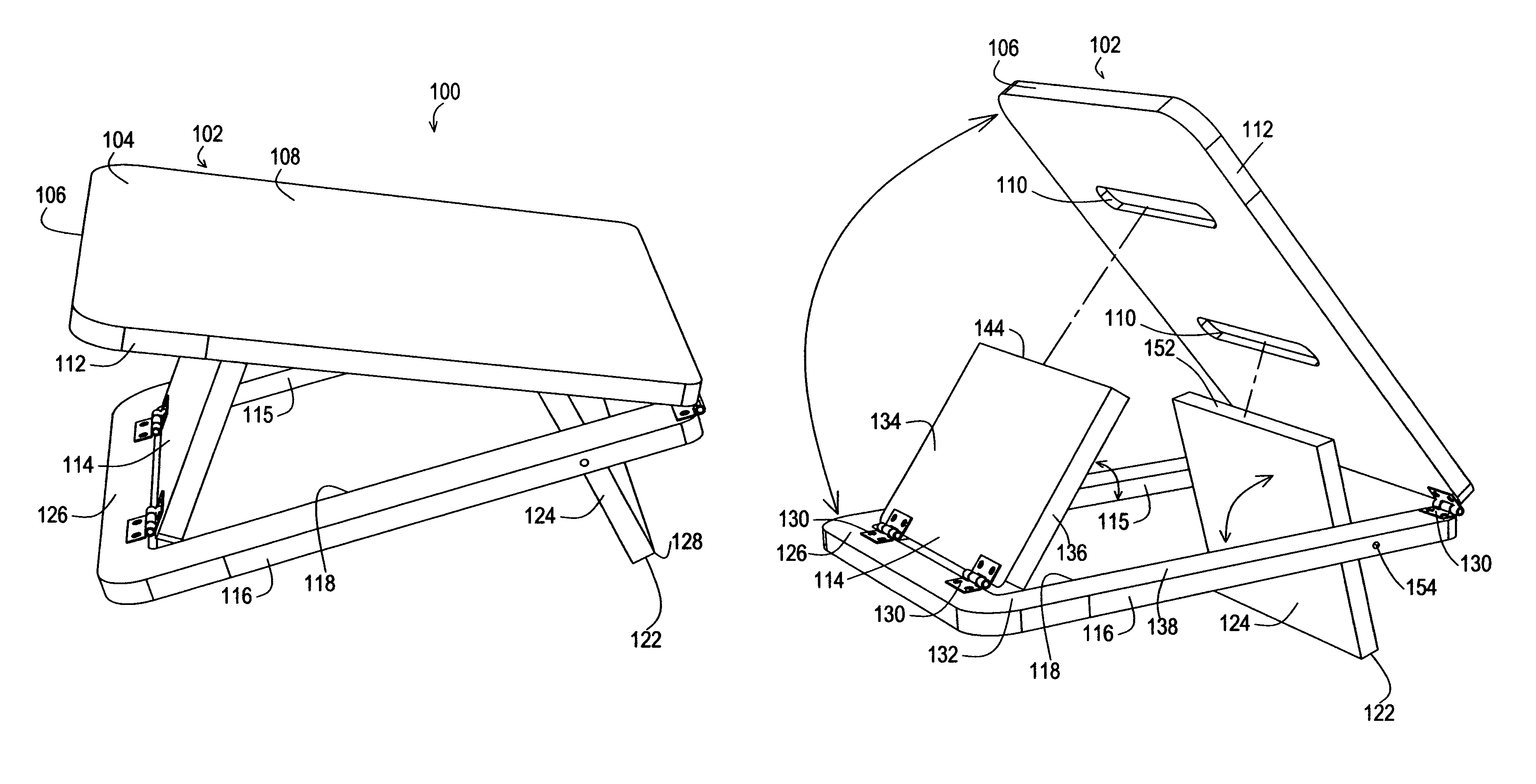 Folding portable footstool with platform adjustable to multiple heights and multiple angles