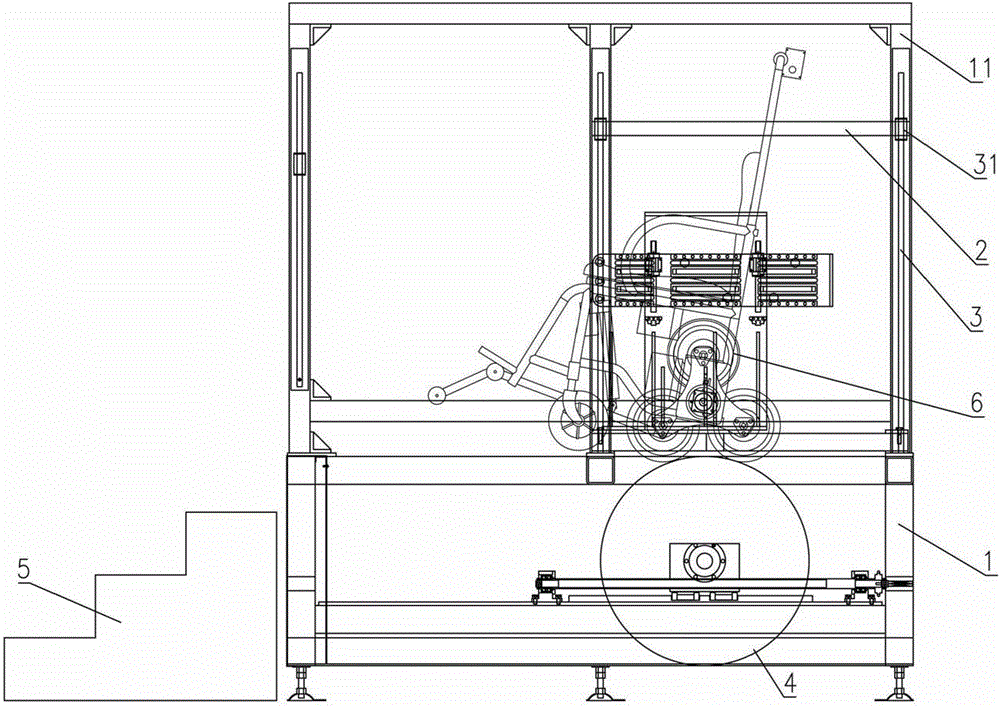 Wheel-type stair climbing wheelchair fatigue testing machine