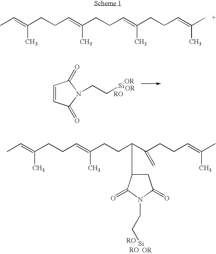 Rubber compositions containing non-sulfur silica coupling agents bound to diene rubbers