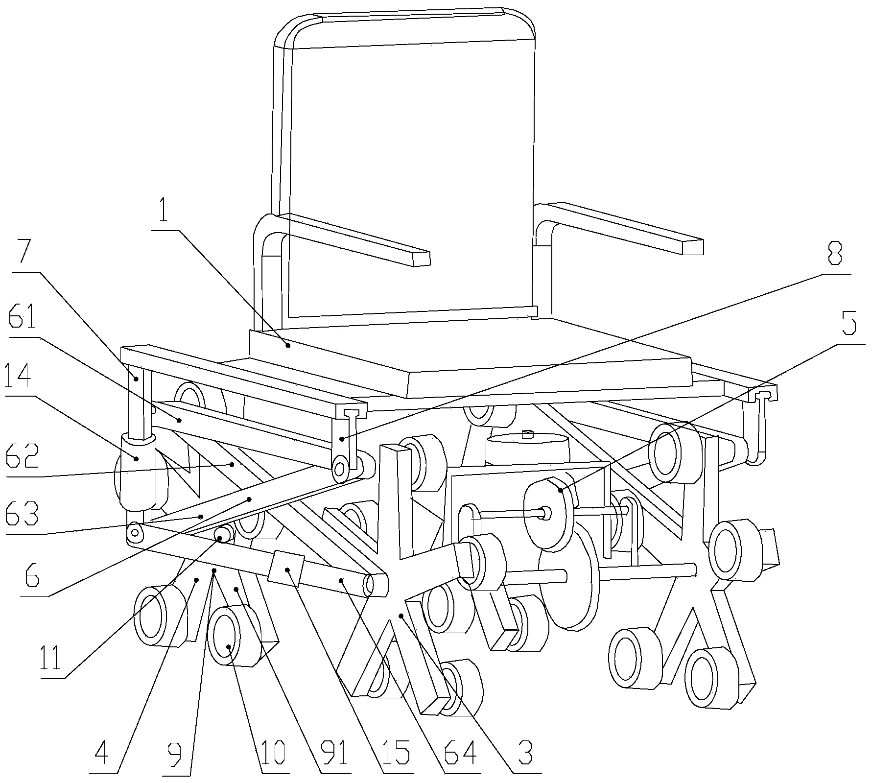 Wheel-type stair-climbing wheelchair