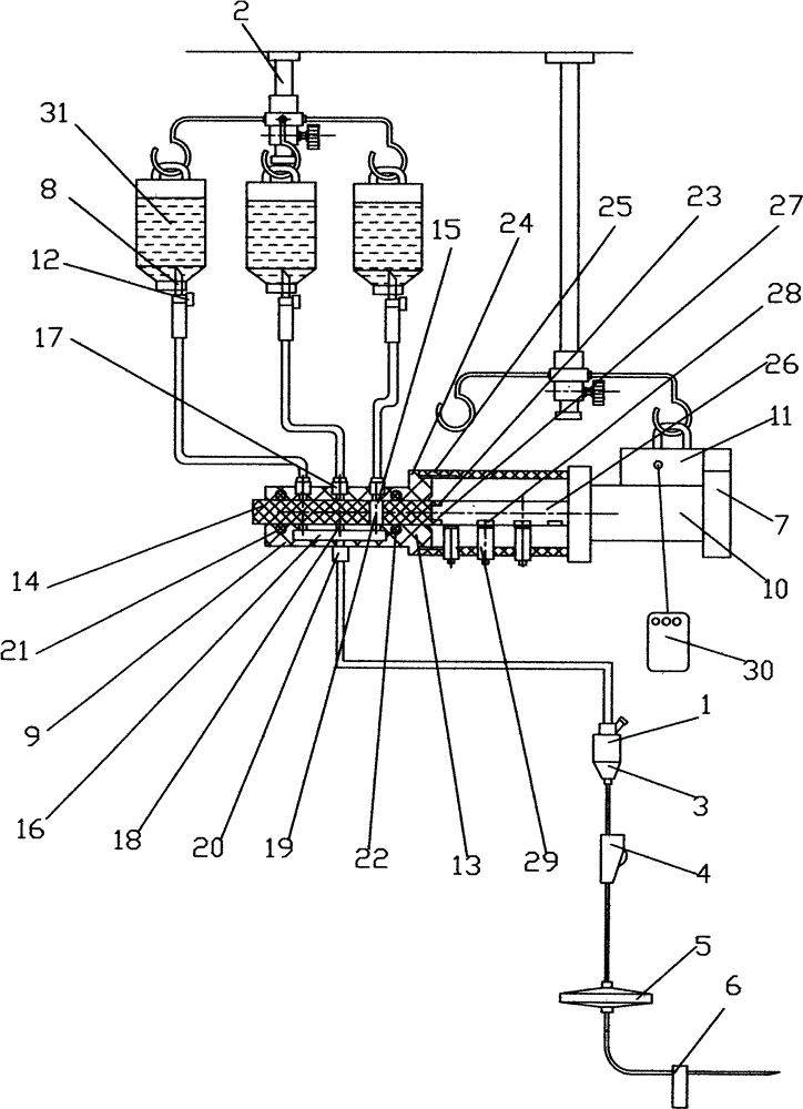 Electric multi-bottle transfusing apparatus