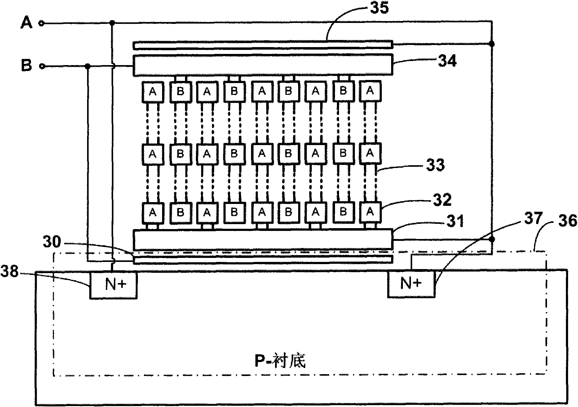 High-density low-parasitic capacitor