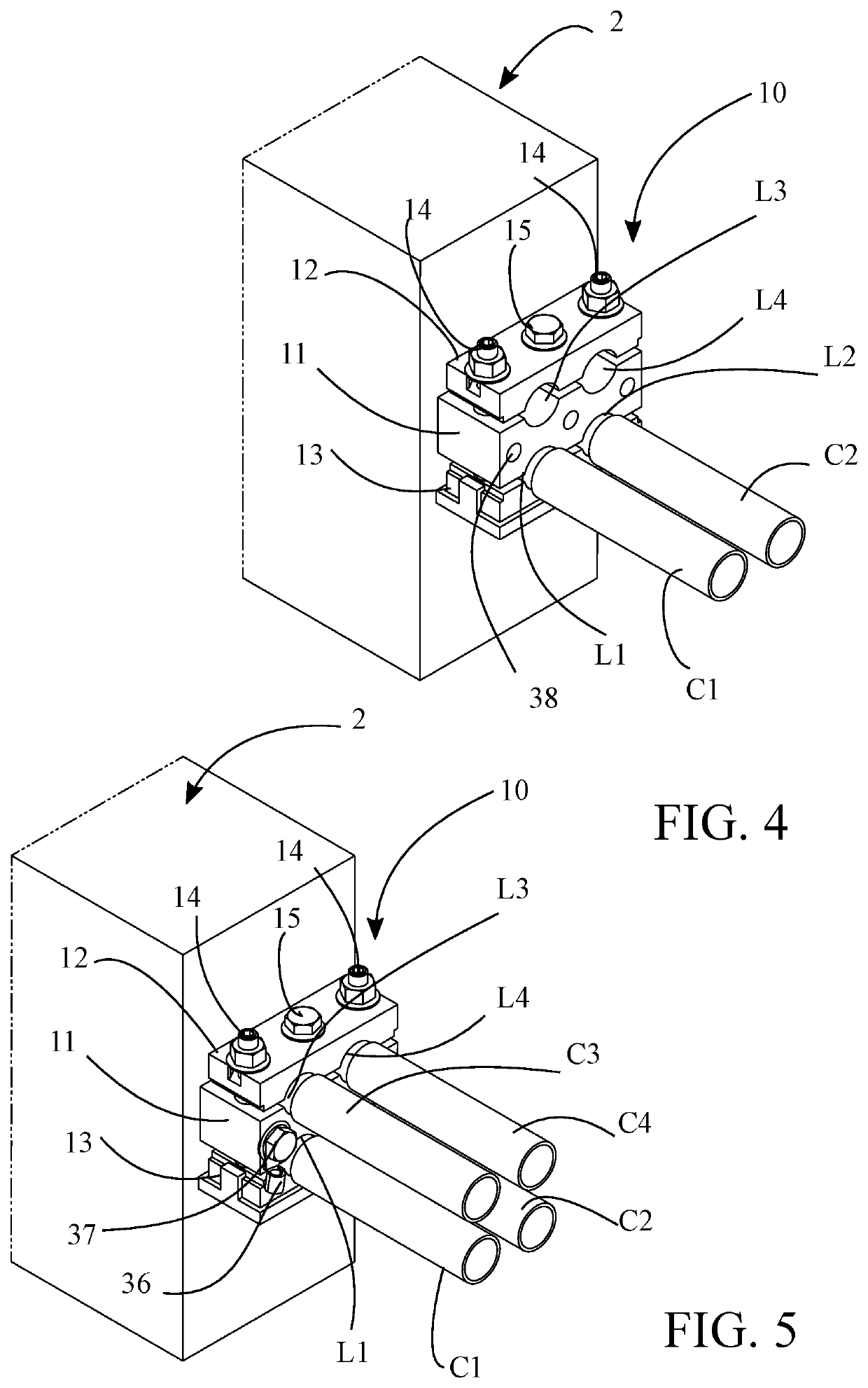 Electrical connection device for an electrical apparatus and connection method using said device