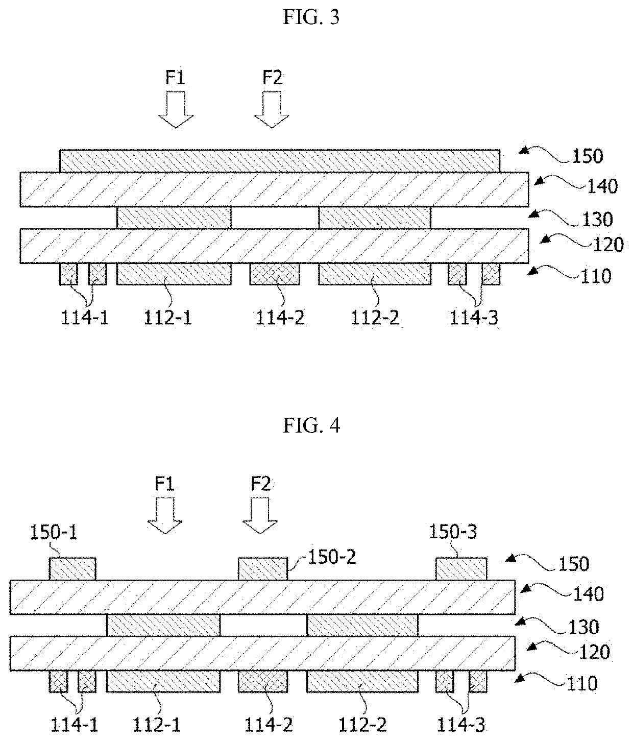 Pressure detection sensor having a plurality of dielectric layers and a plurality of electrode layers with conductive paths and wiring portions