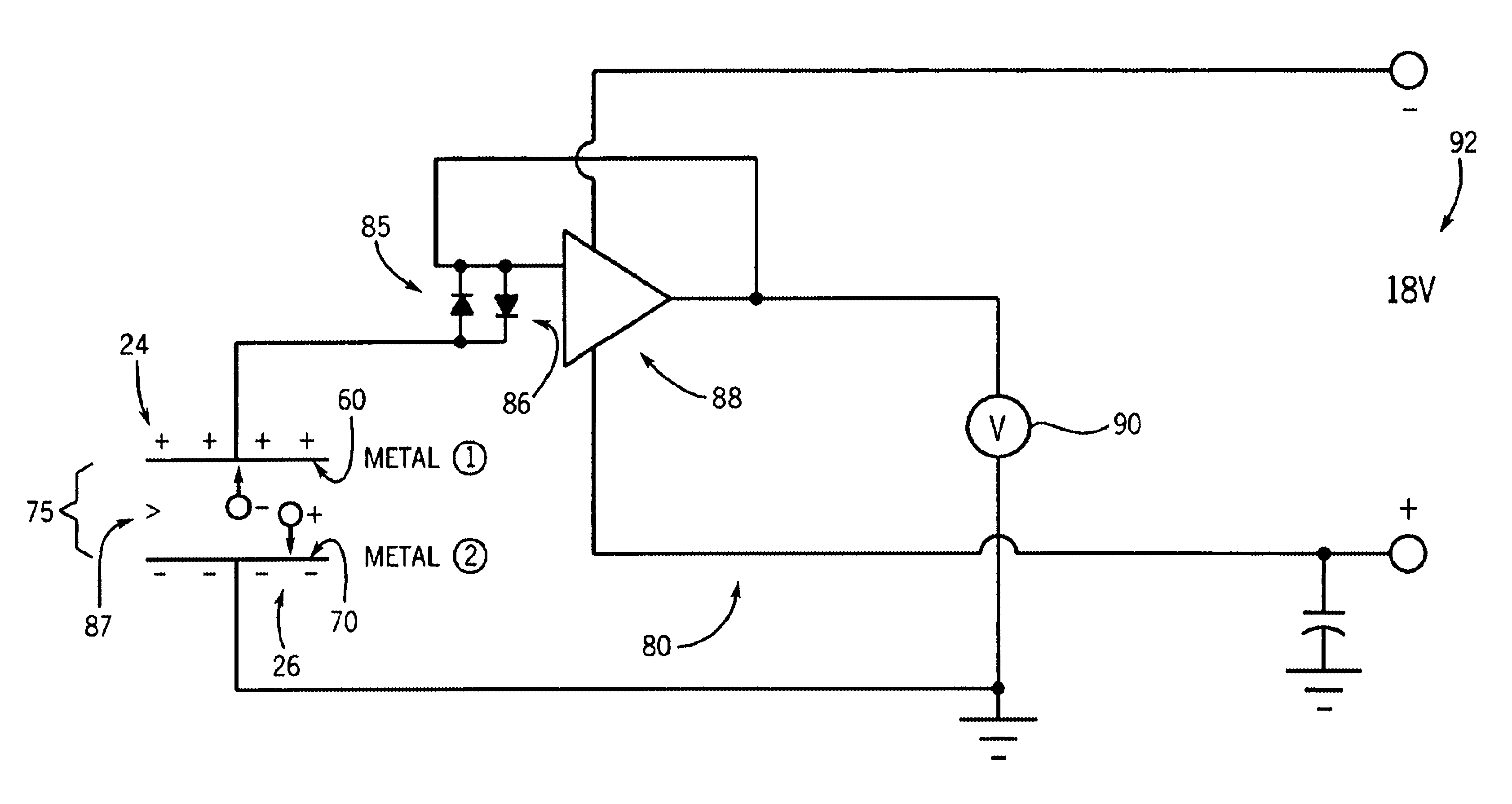 Contact potential difference ionization detector