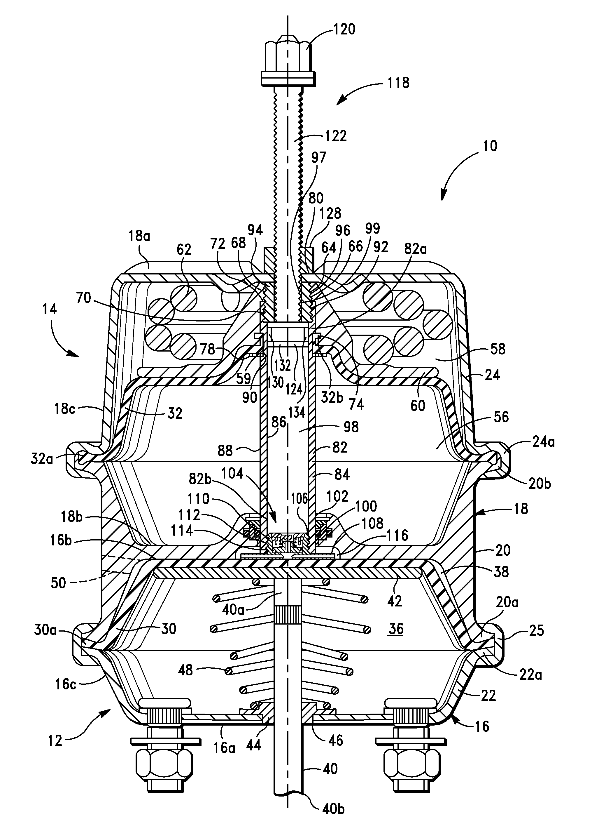 Pneumatic brake actuator with flow insensitive two way control valve