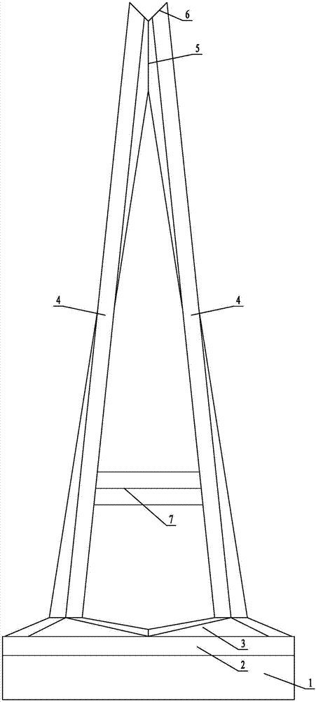 A cable tower of a space torsion curved surface A-shaped bridge and its construction method