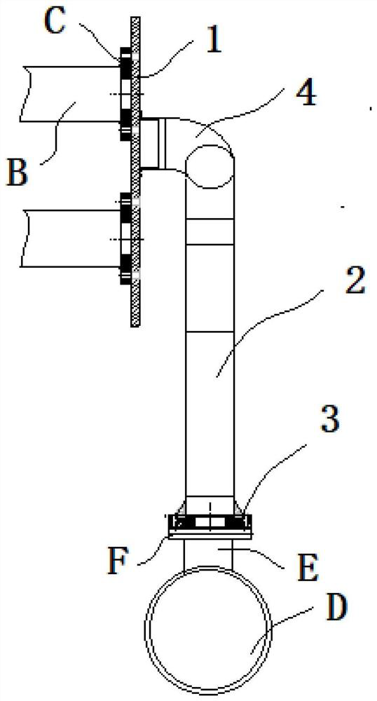 Mounting method and mounting tool for pipe of gas collecting platform of chemical tanker