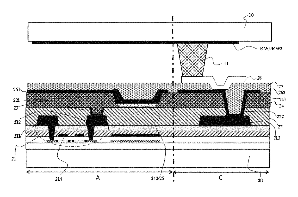 OLED display apparatus with in cell touch structure