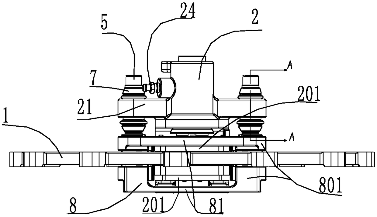 Support disconnected type fixed guide pin split brake for hub motor