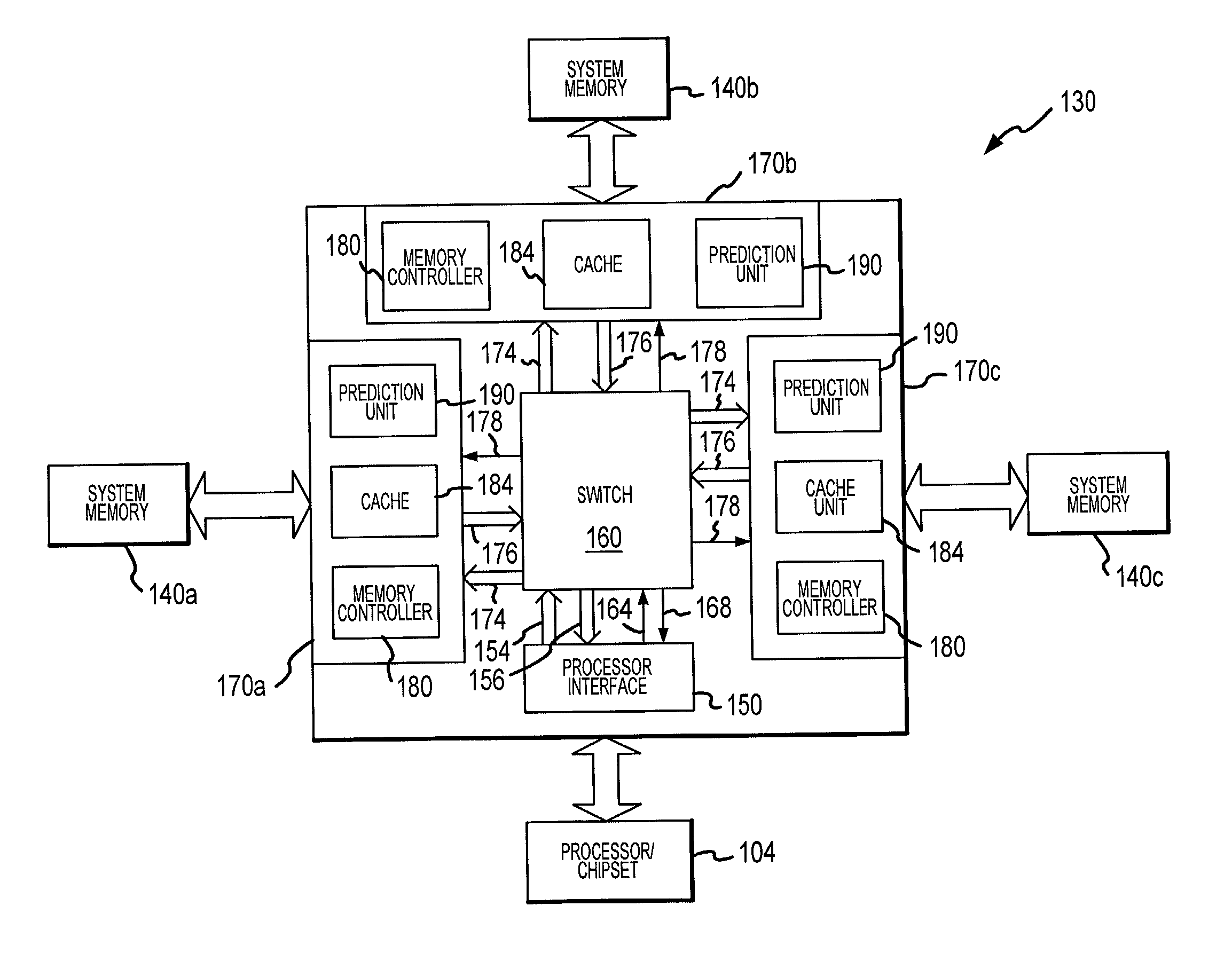 Memory hub with internal cache and/or memory access prediction