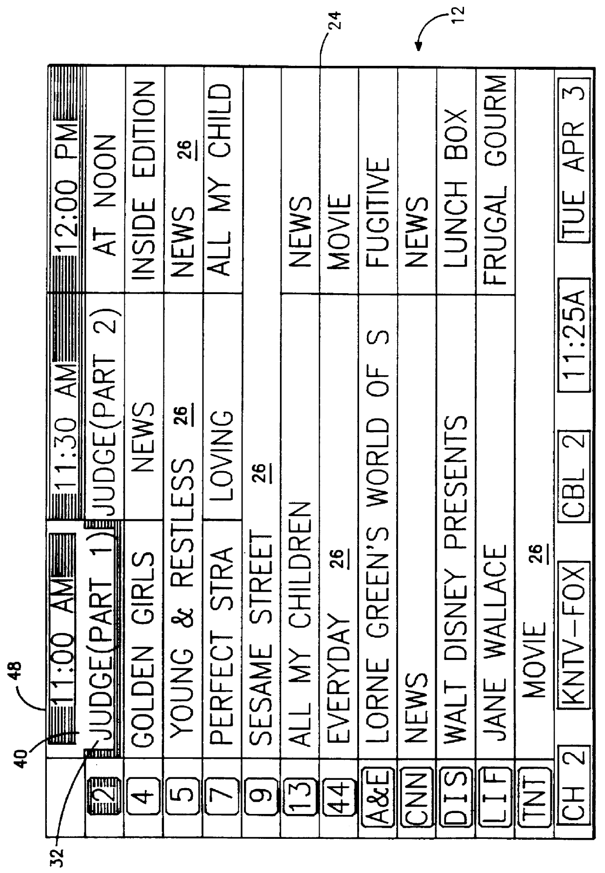 User interface for television schedule system