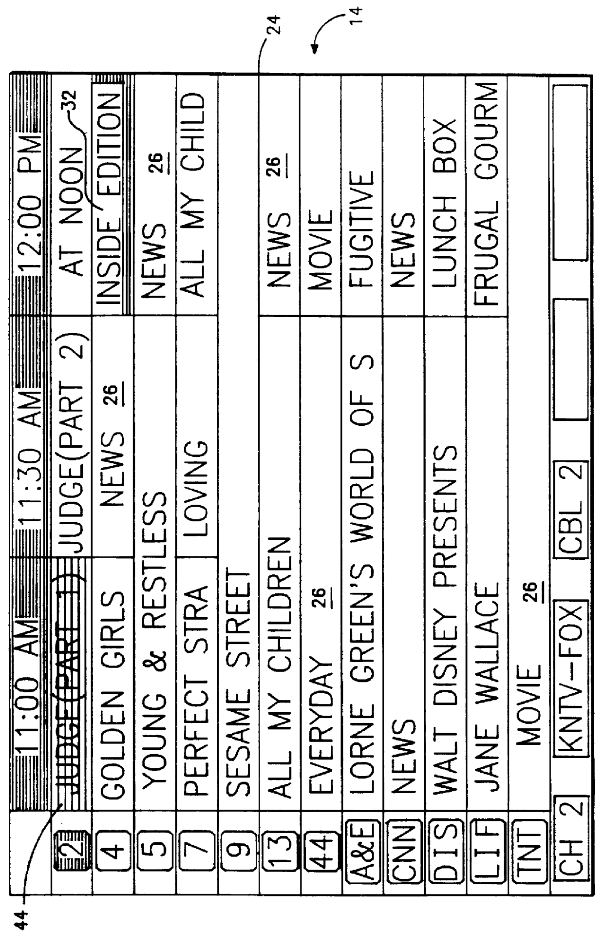 User interface for television schedule system