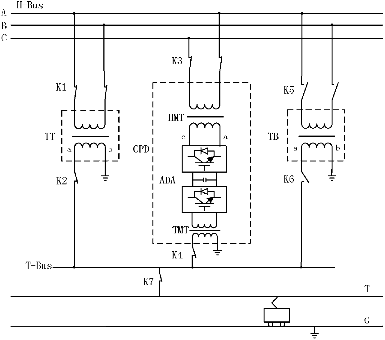 V-v wiring same-phase power supply and transformation structure