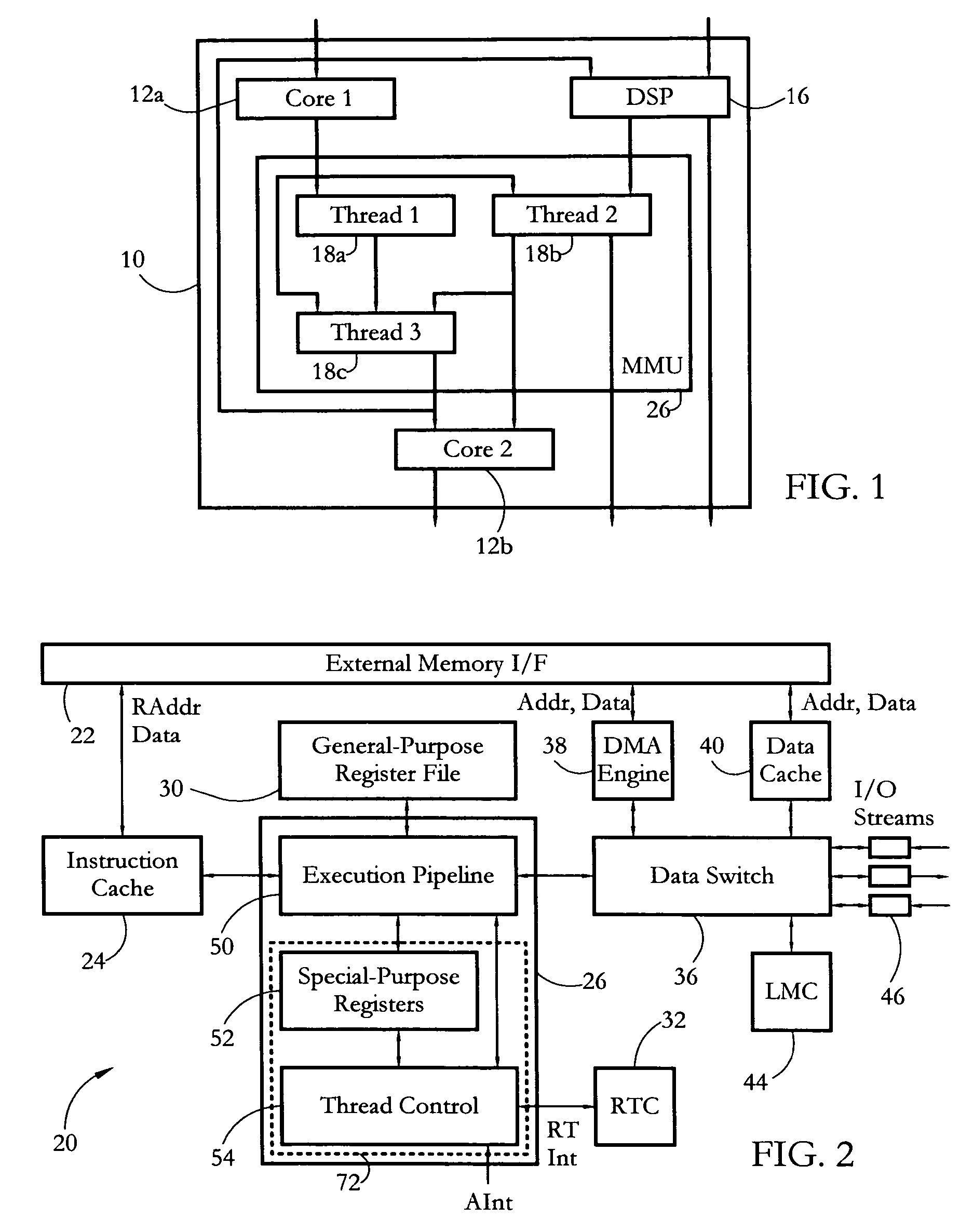 Hardware multithreading systems with state registers having thread profiling data