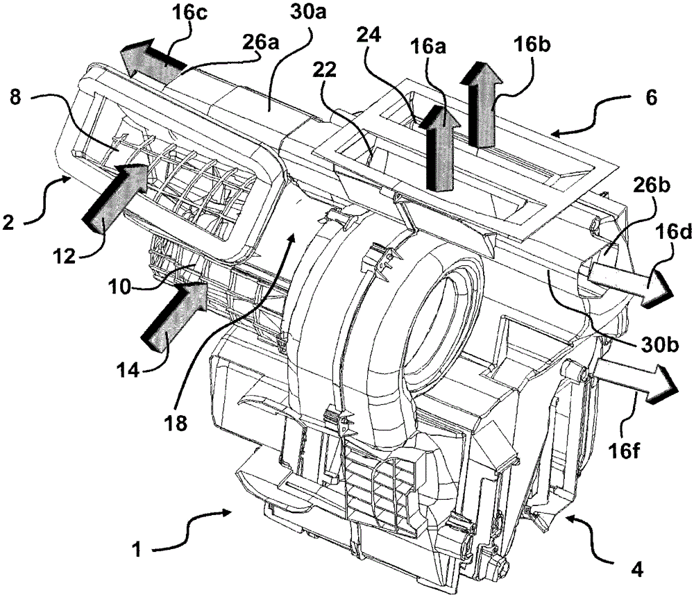 Heating, ventilation and/or air conditioning equipment of reduced size