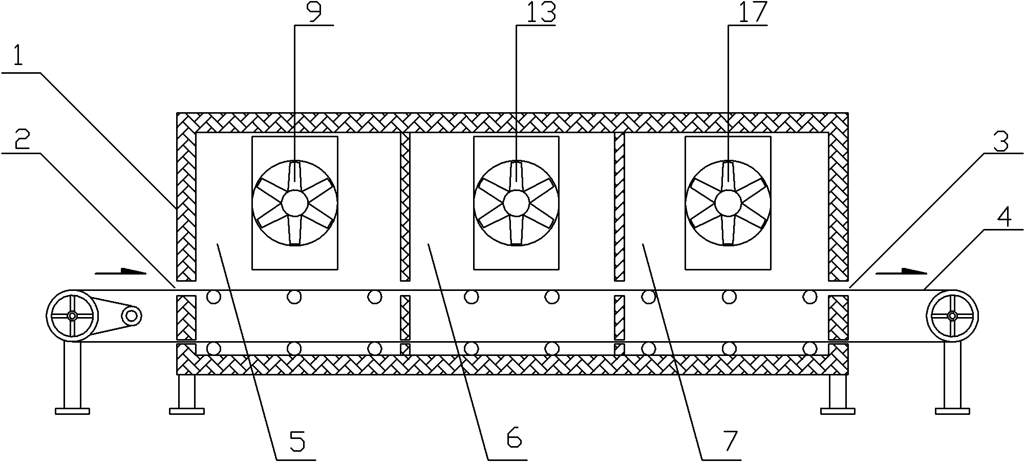 Three-temperature section food quick freezing method and three-temperature section food quick freezer