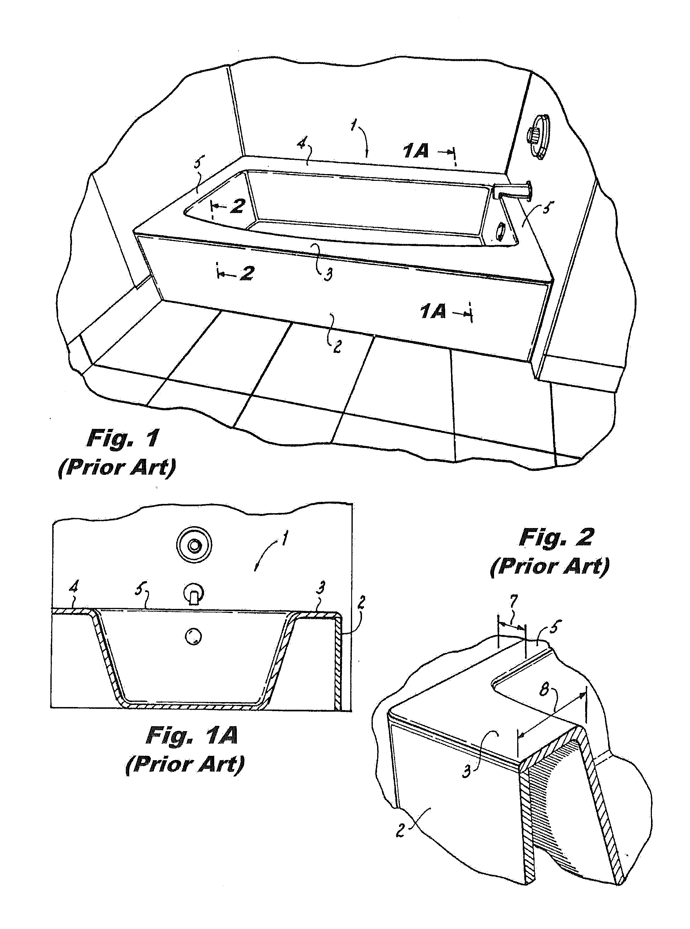 Bathtub fitting standard external space while affording safe egress and larger floor area with enclosed volume