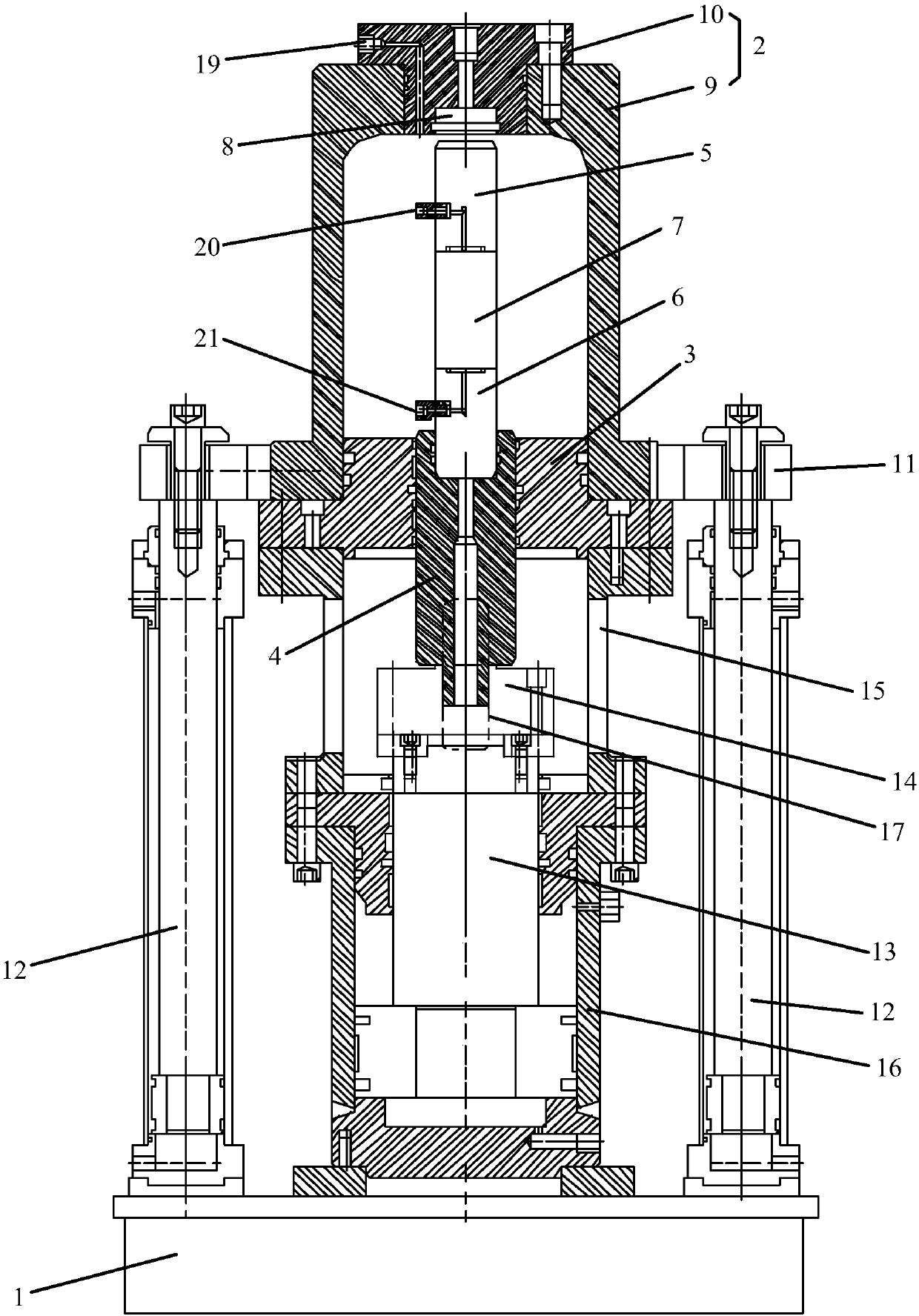 Multi-field coupling monitoring and testing device for coal rock