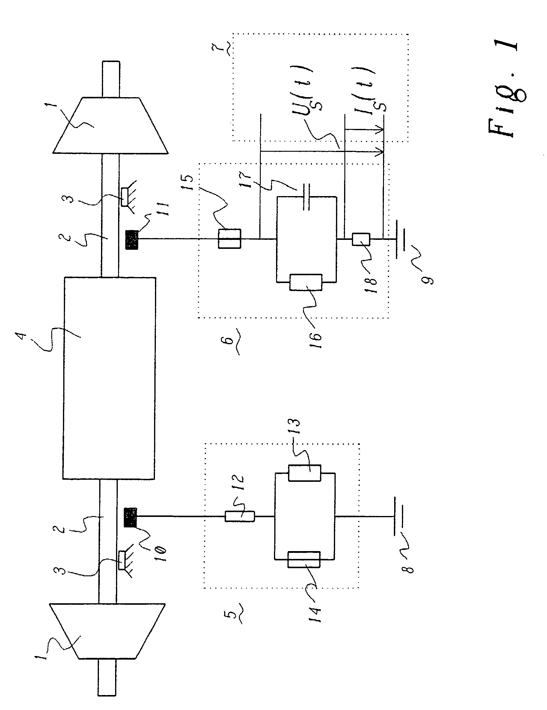 Apparatus and method for detecting vibrations of the shaft assembly in an electrical machine