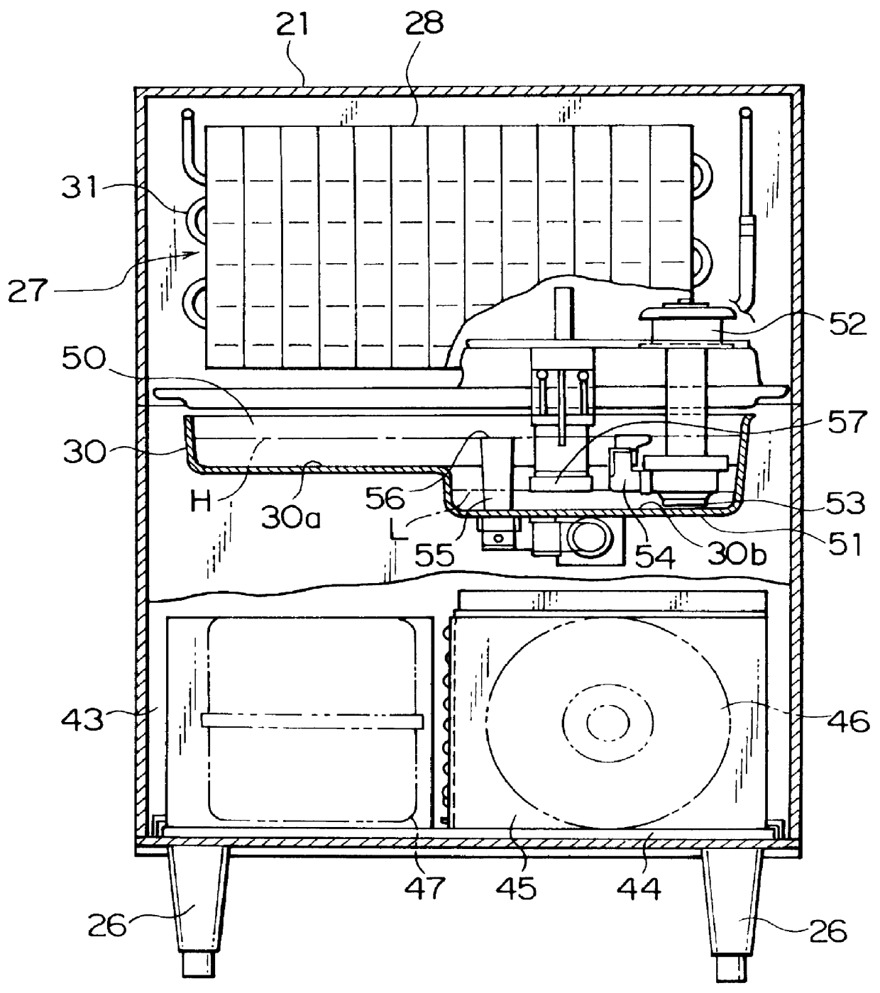 Flow-down ice maker