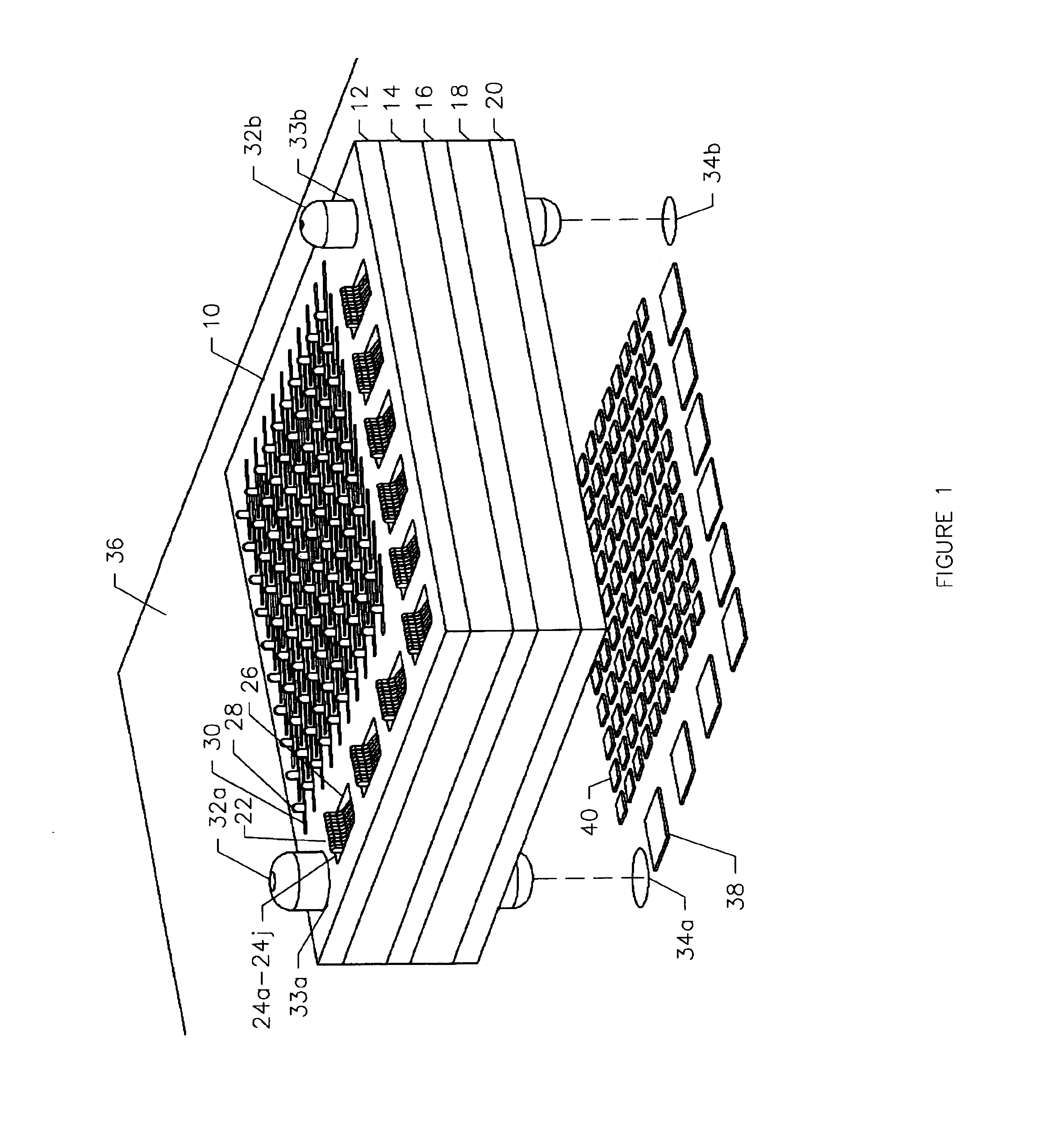 Area array connector having stacked contacts for improved current carrying capacity