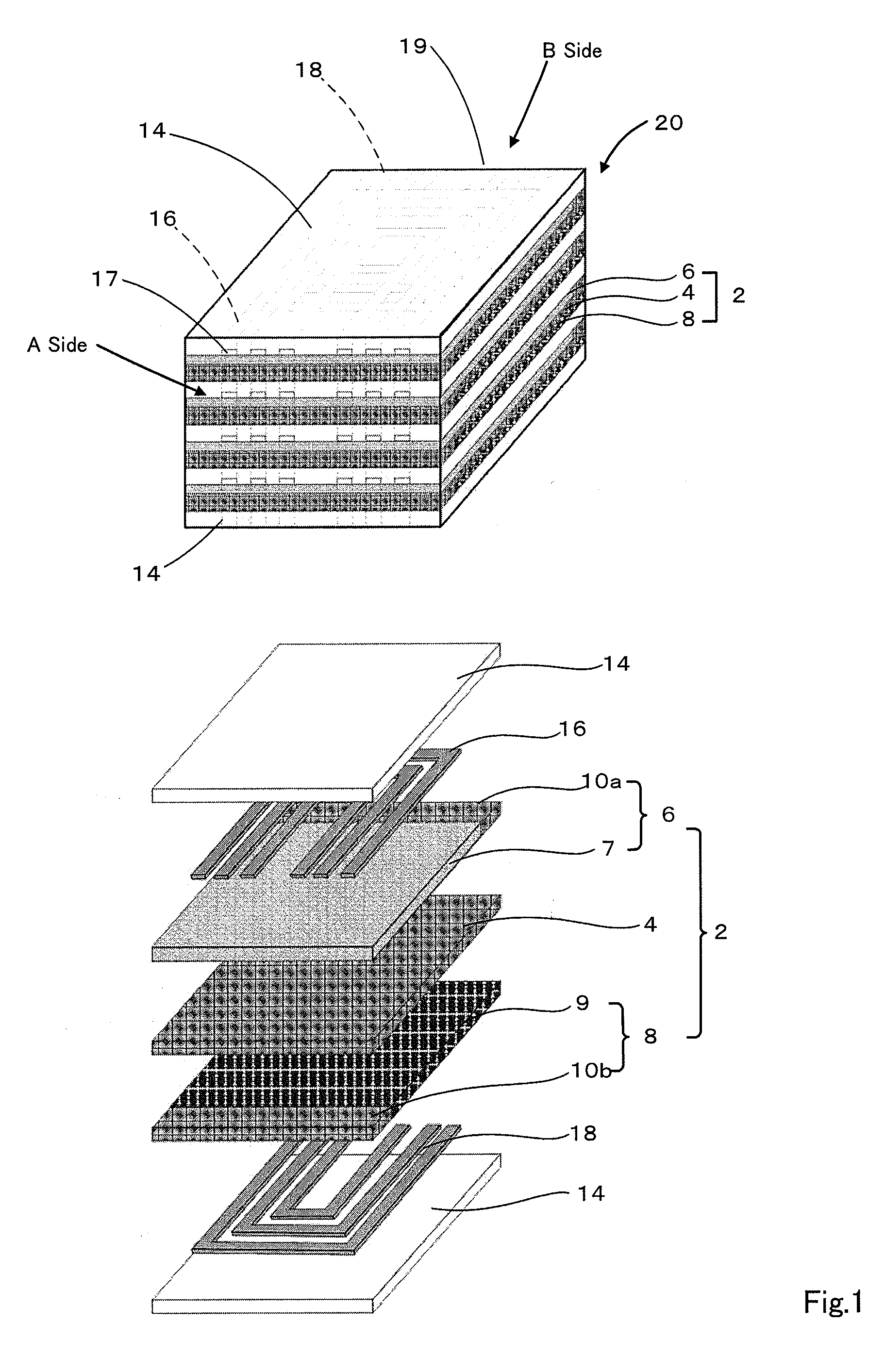 Stack structure for laminated solid oxide fuel cell, laminated solid oxide fuel cell and manufacturing method