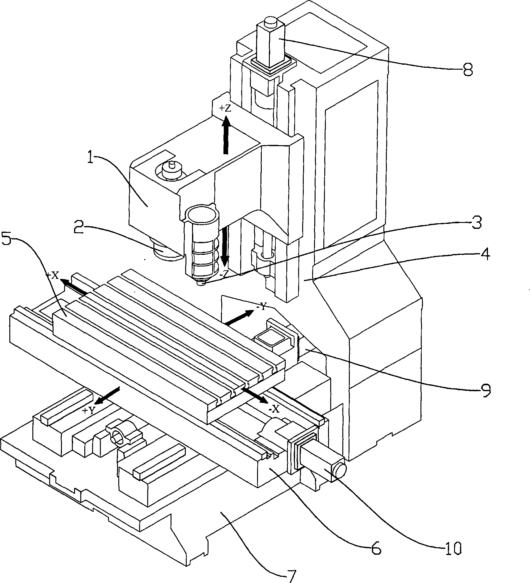 Double-main shaft double-speed compound numerical control milling machine