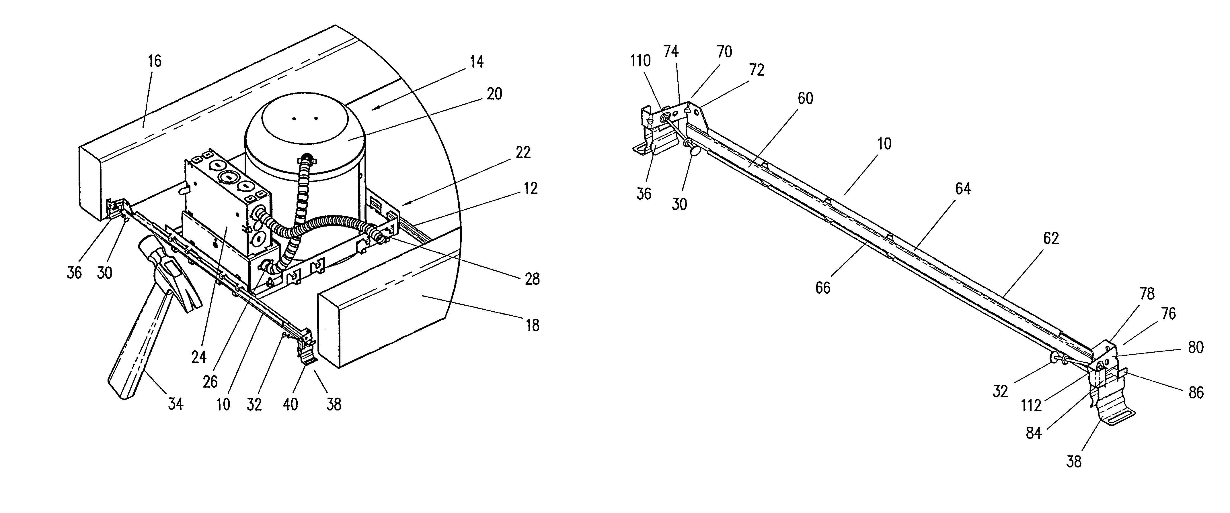 Hanger bar for recessed lighting fixtures