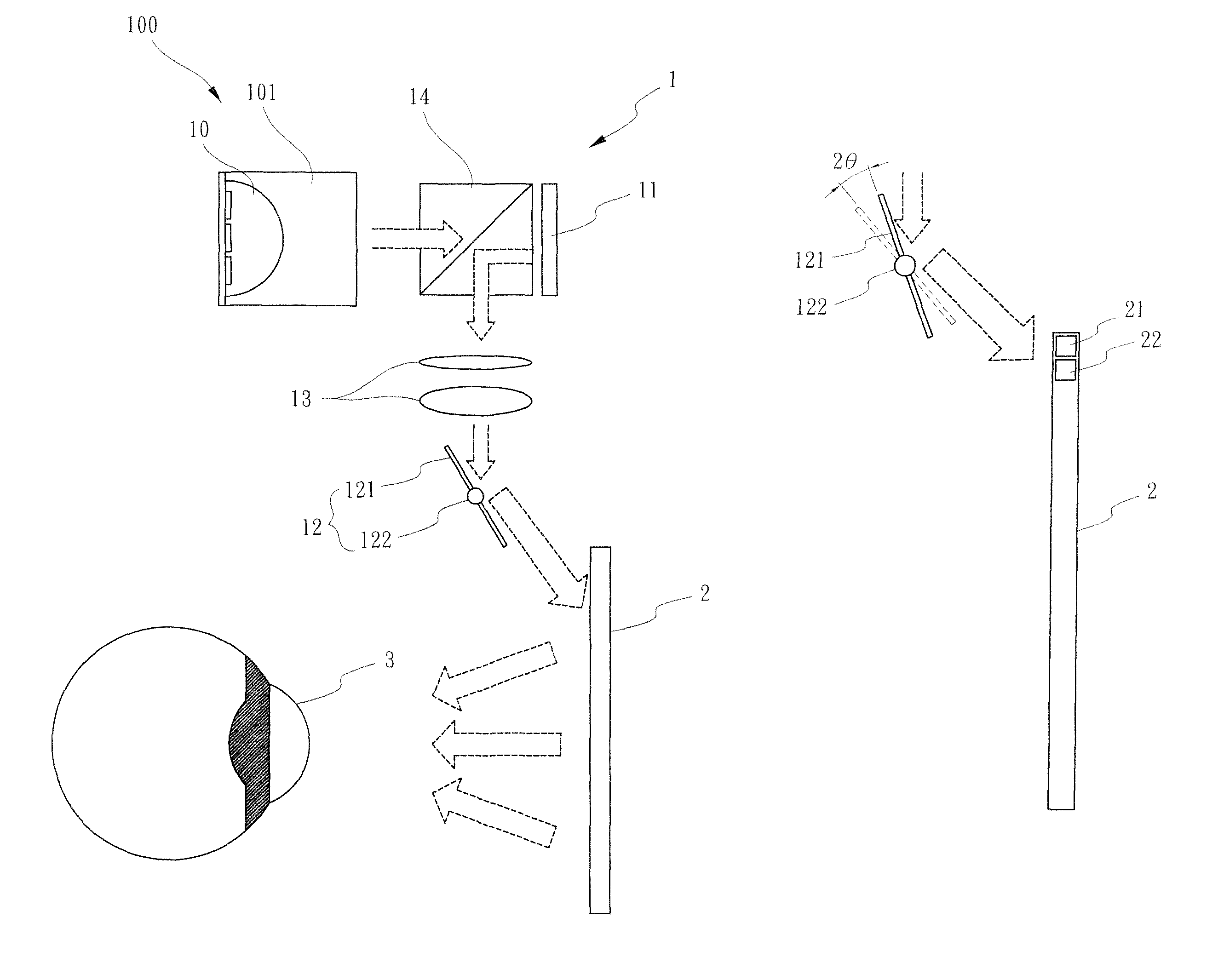 Optical head-mounted display with mechanical one-dimensional scanner