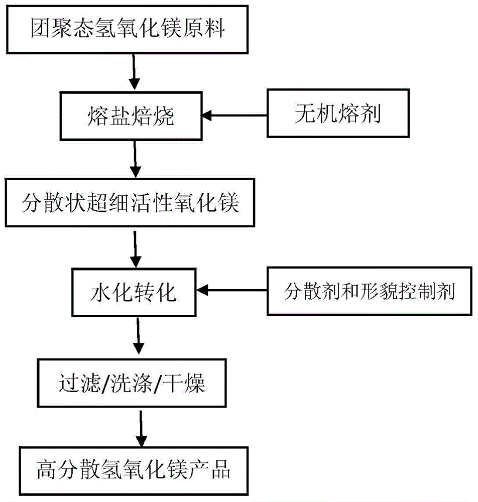 Method for preparing high dispersed magnesium hydroxide from agglomerated state magnesium hydroxide