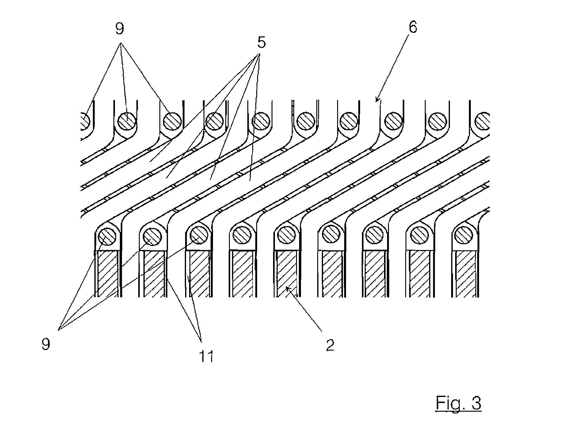 Rotor with winding elements and a winding head adjacent to a rotor body for a dynamoelectric machine