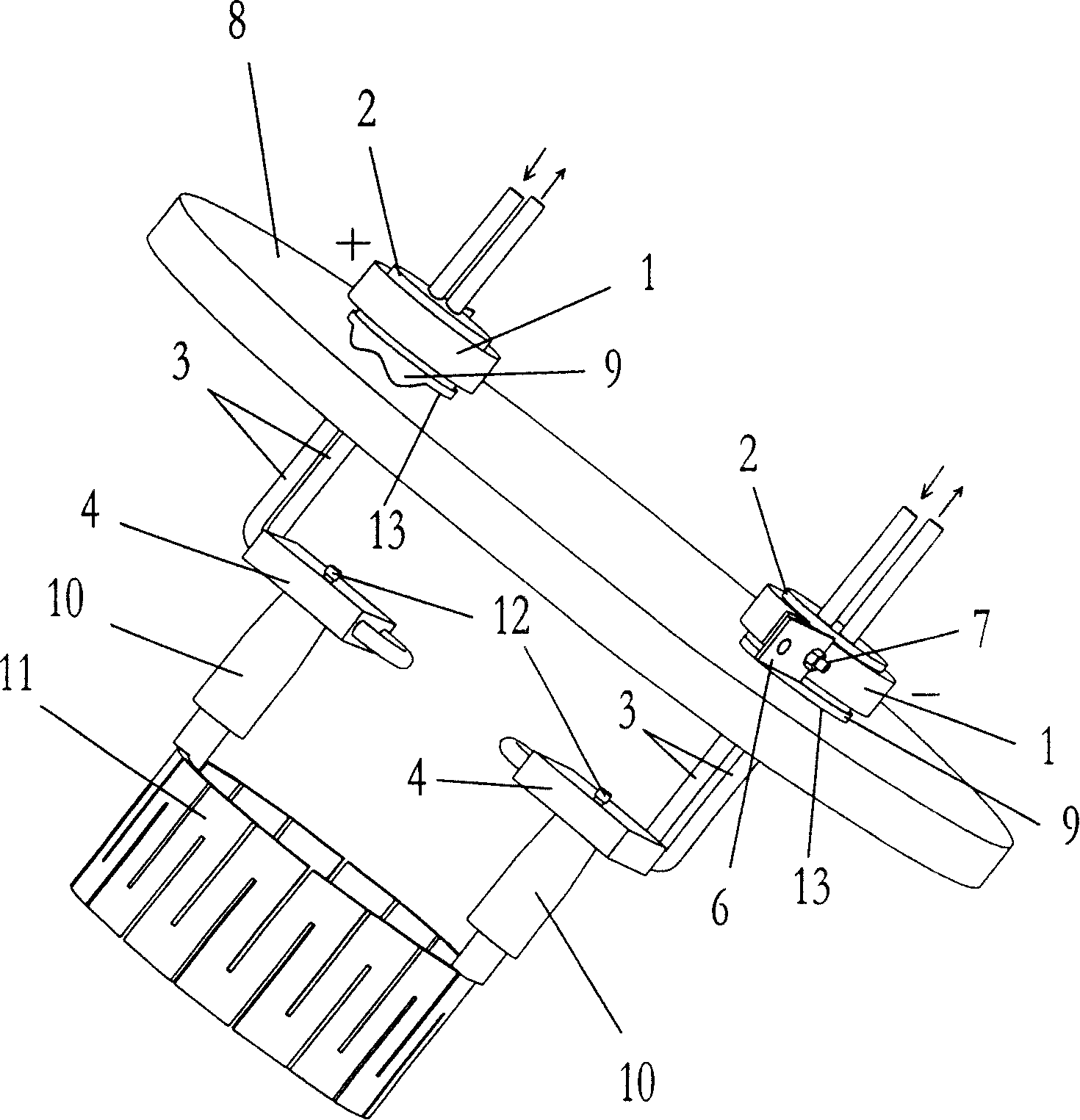 Flexible water-cooling metal electrode for monocrystalline furnace