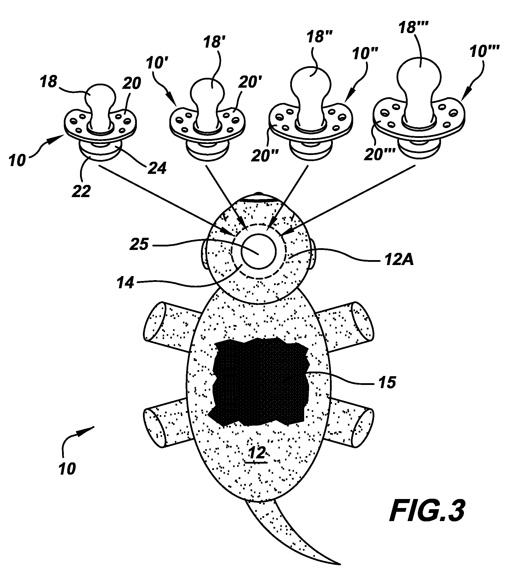 Toy For Retaining Multiple Size Pacifiers