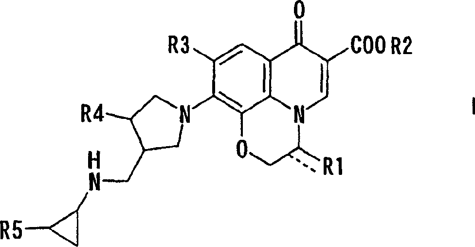 10-(3-cyclopropylaminomethyl-1-pyrrolidinyl)pyridobenzoxazinecarboxylic acid derivative effective against resistant bacterium