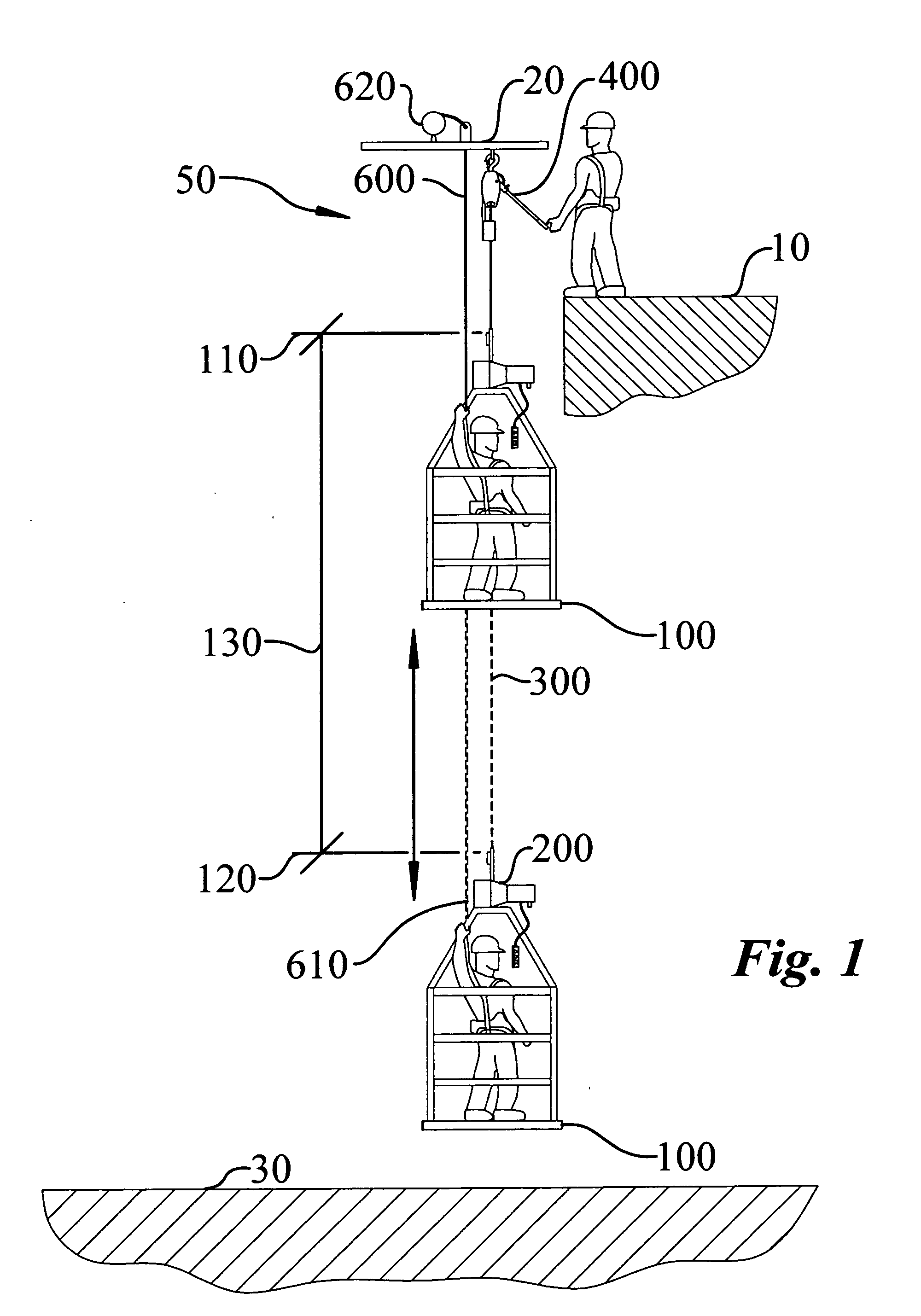 Suspended work platform with an integrated rescue system and a method for rescuing a worker