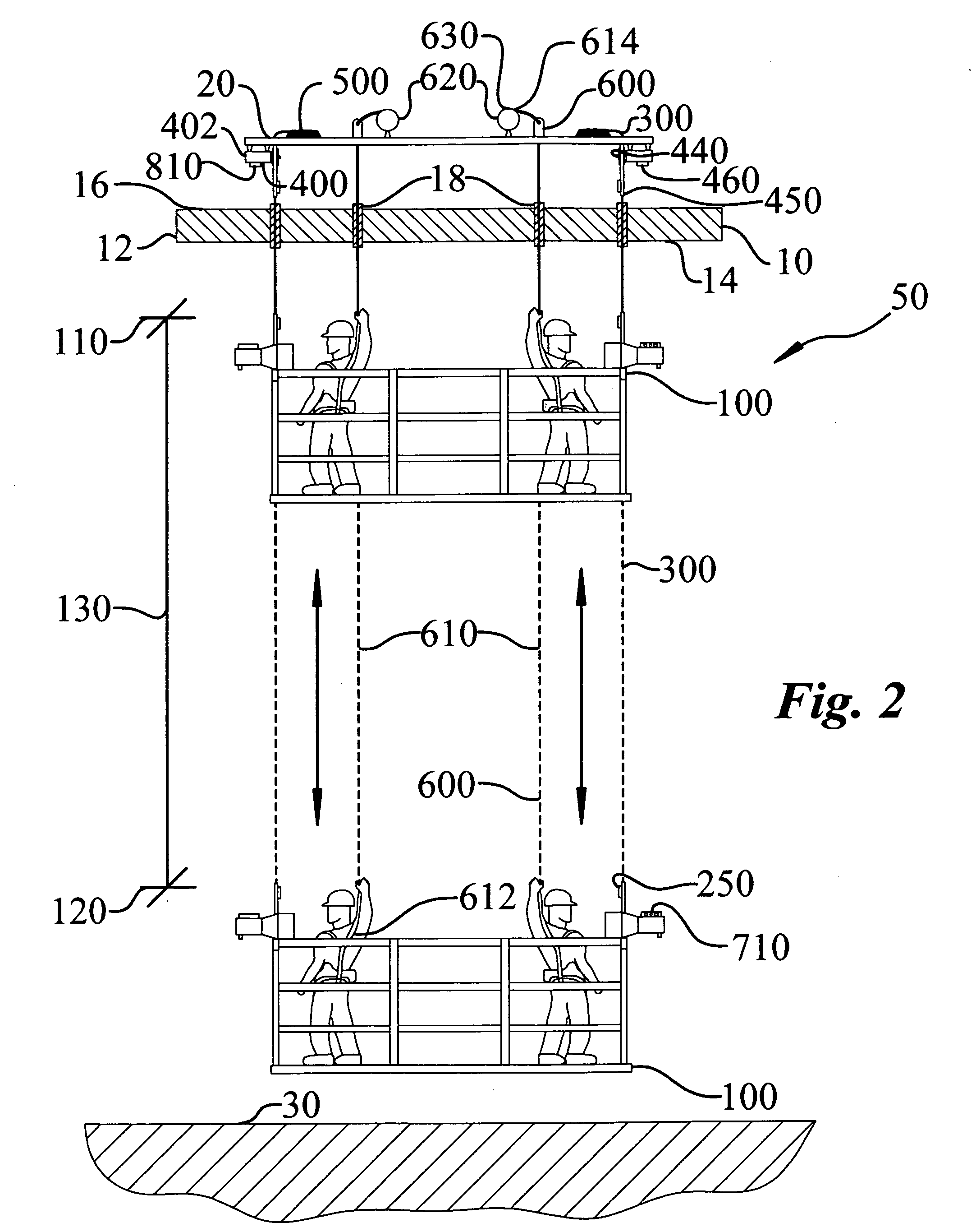 Suspended work platform with an integrated rescue system and a method for rescuing a worker