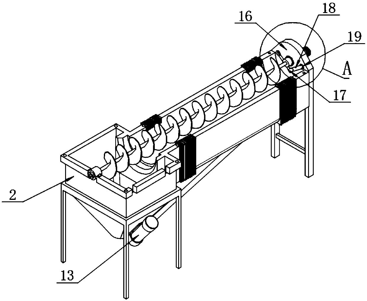 Discharging mechanism with air-jet dual-vibration effect for mechanical equipment