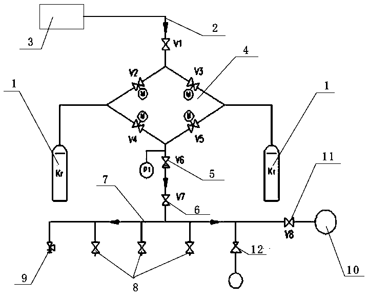 Automation krypton and xenon gas continuous bottle filling device