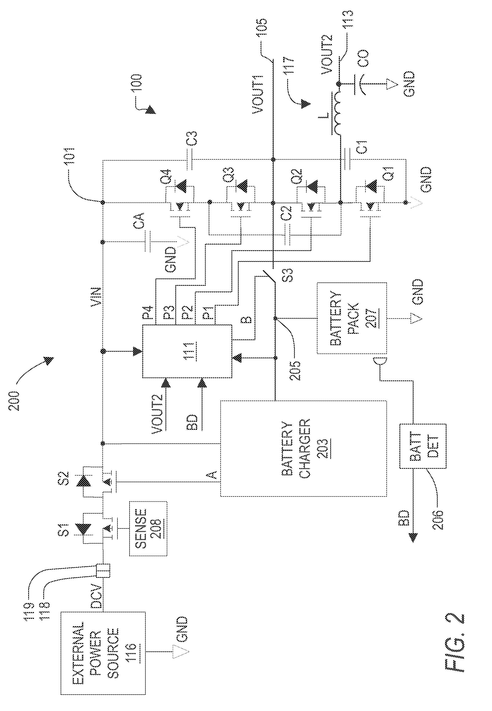 Voltage converter with combined buck converter and capacitive voltage divider