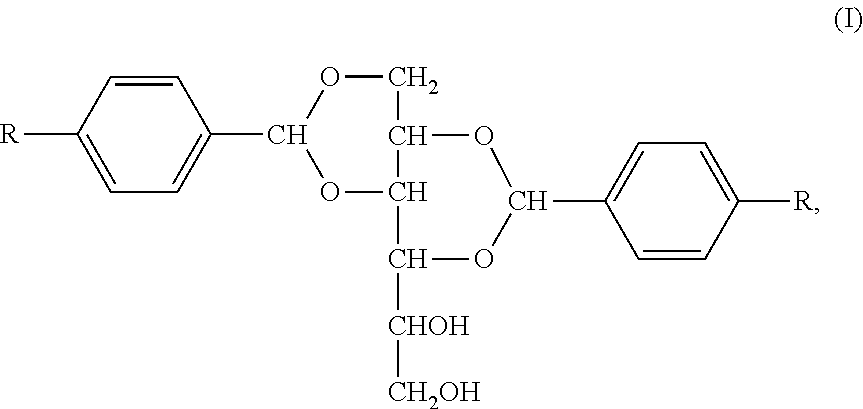 Nucleating agent composition comprising trace amount of aromatic aldehyde, sorbitol diacetal and sorbitol triacetal