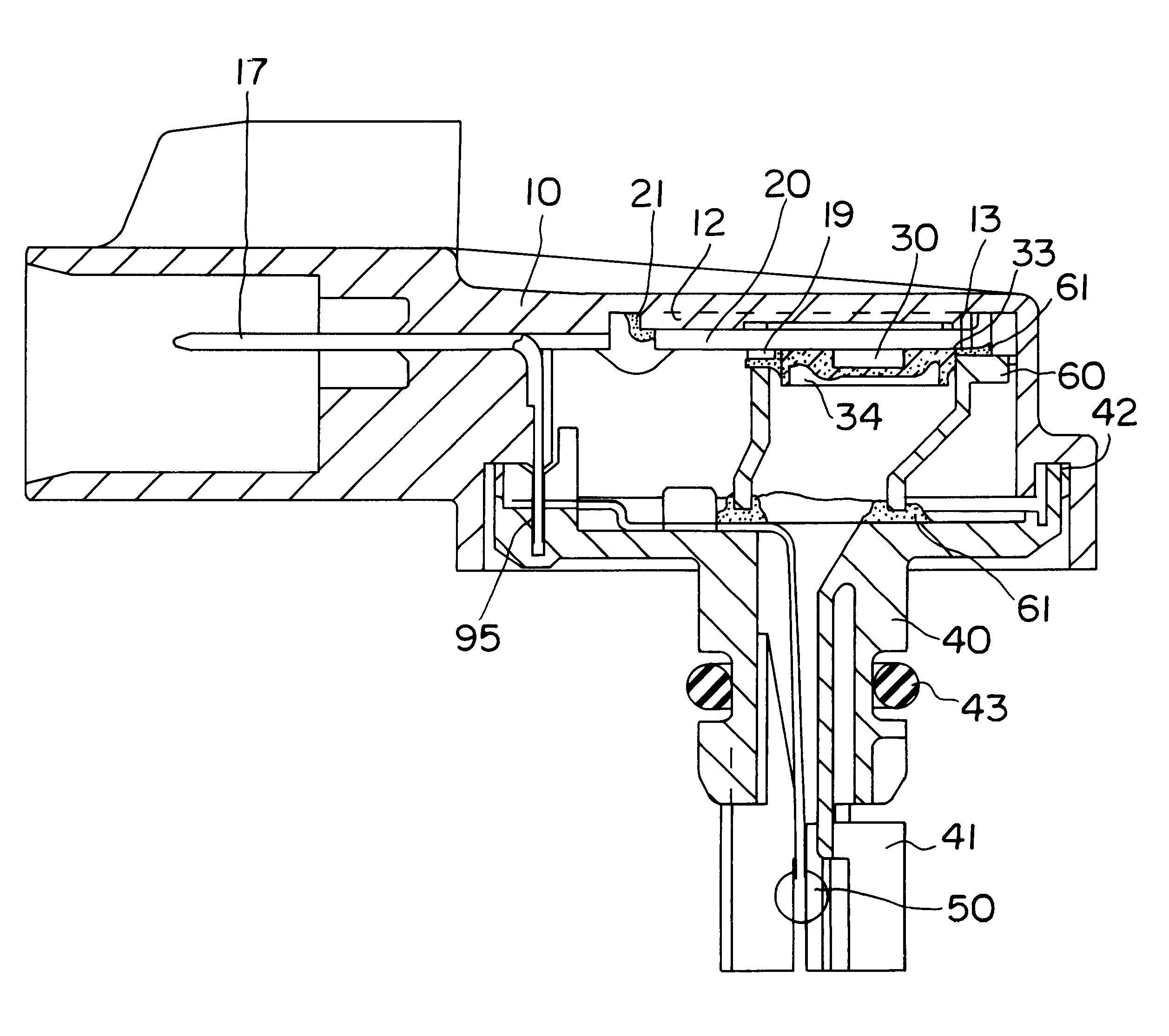 Securing means for a device for detecting the pressure and temperature in the intake tube of an internal combustion engine