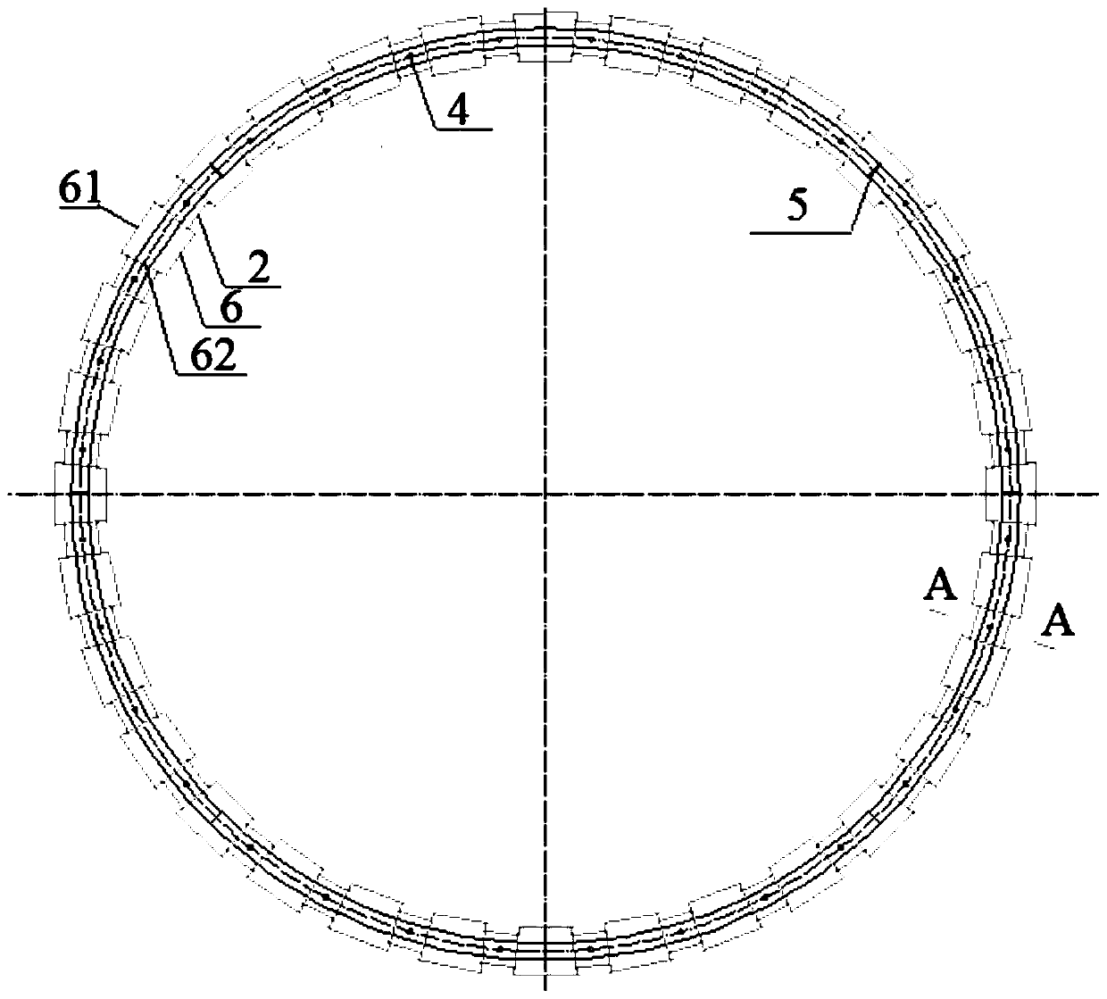 A ring-arranged pre-embedded bolt fixing structure and installation method for CDQ coke oven body