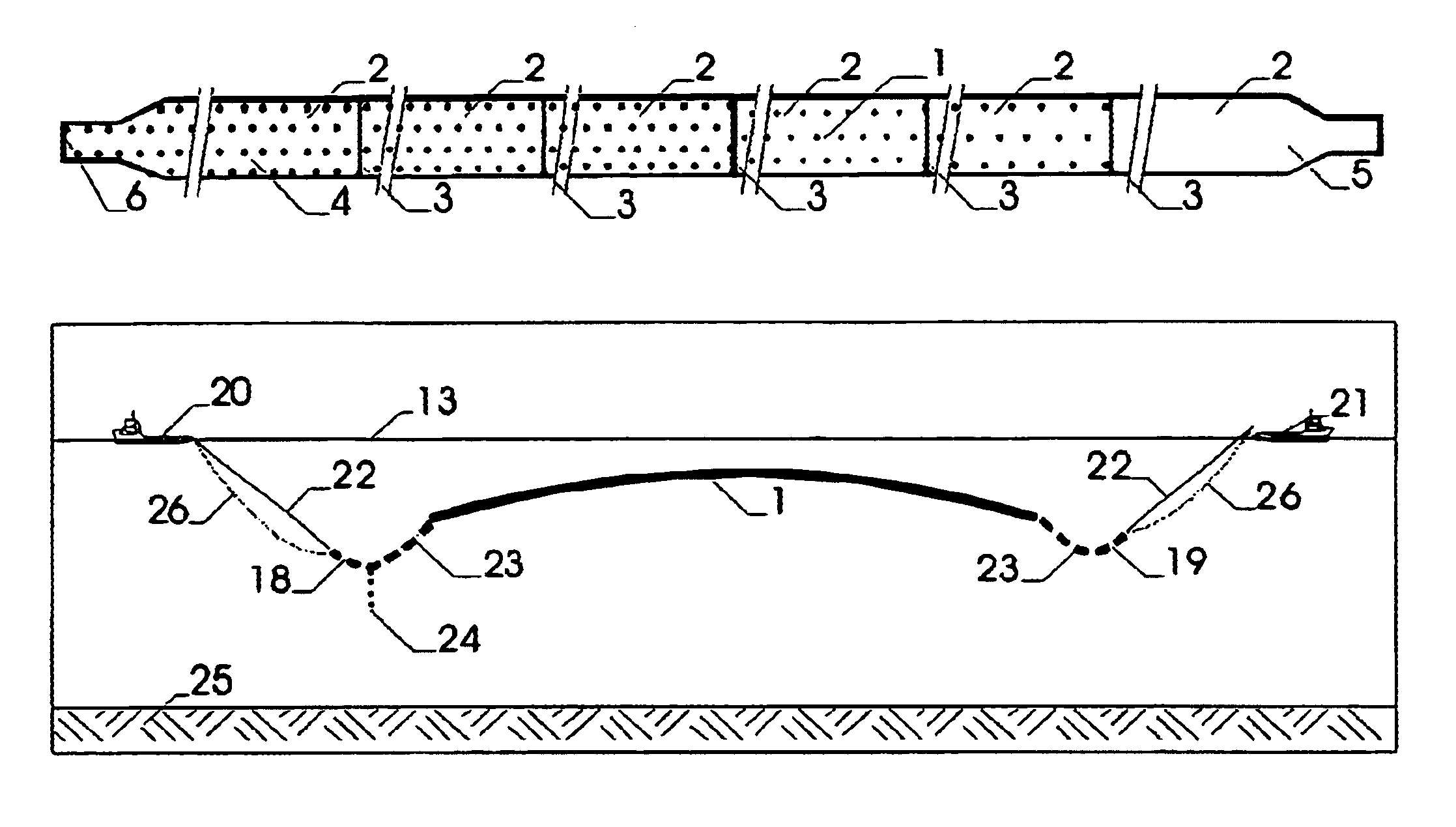 Tension leg and method for transport, installation and removal of tension legs pipelines and slender bodies